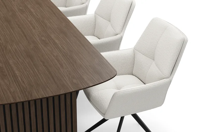 Richeto Spisegruppe Røkt Eik 210 cm med 6 Torsby Snurrestoler - Røkt eik/Lys beige - Møbler - Bord - Spisegrupper