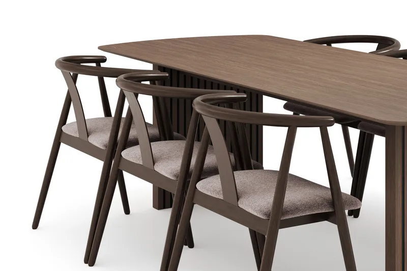 Richeto Spisegruppe Røkt Eik 240 cm med 6 Cytie Spisestoler med armlener - Røyket Eik - Møbler - Bord - Spisegrupper