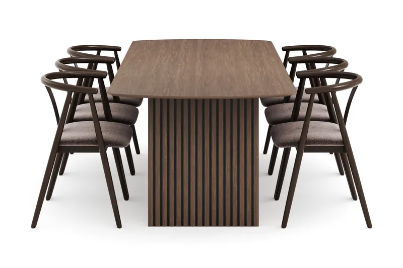 Richeto Spisegruppe Røkt Eik 240 cm med 6 Cytie Spisestoler med armlener - Røyket Eik - Møbler - Bord - Spisegrupper