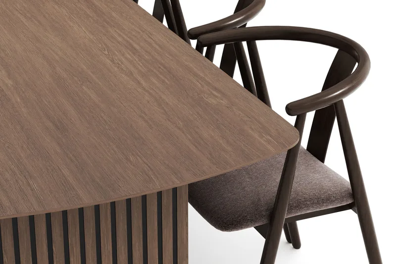 Richeto Spisegruppe Røkt Eik 240 cm med 6 Cytie Spisestoler med armlener - Røyket Eik - Møbler - Bord - Spisegrupper