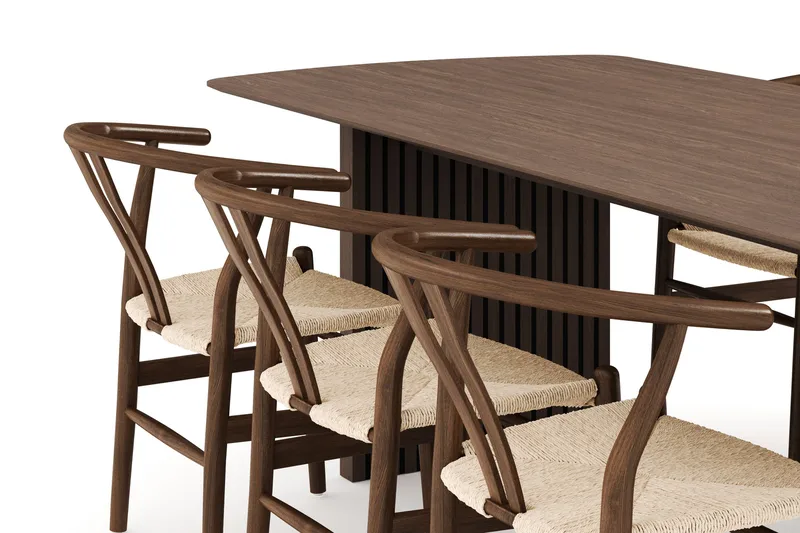 Richeto Spisegruppe Røkt Eik 240 cm med 6 Dastoori Spisestoler - Røyket Eik - Møbler - Bord - Spisegrupper