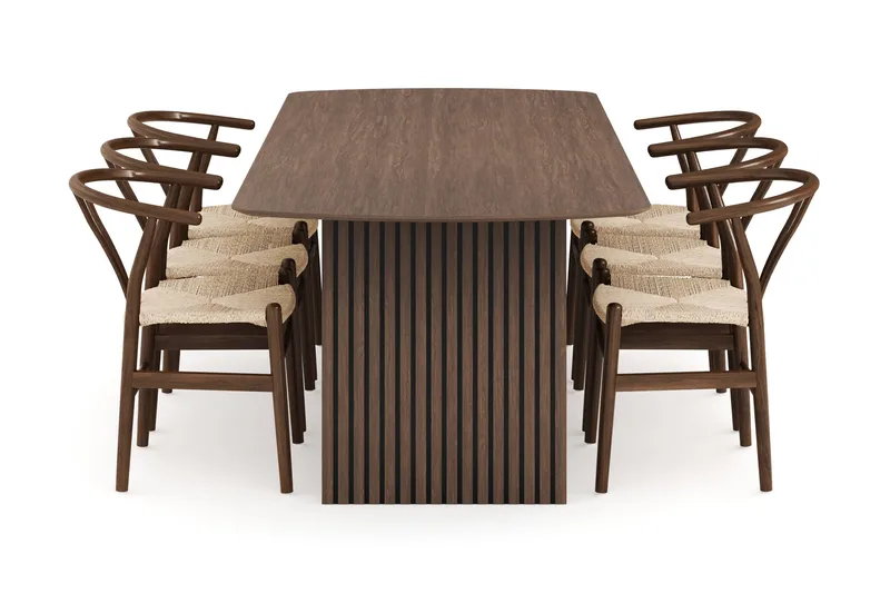 Richeto Spisegruppe Røkt Eik 240 cm med 6 Dastoori Spisestoler - Røyket Eik - Møbler - Bord - Spisegrupper