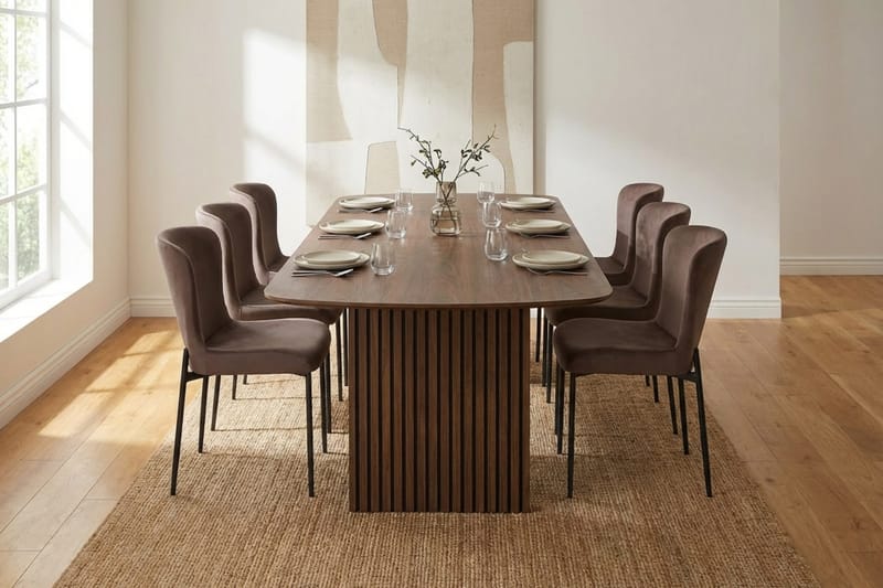 Richeto Spisegruppe Røkt Eik 240 cm med 6 Elsie Spisestoler - Røkt eik/Brun - Møbler - Bord - Spisegrupper