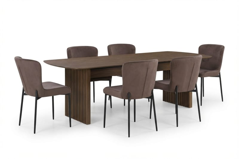 Richeto Spisegruppe Røkt Eik 240 cm med 6 Elsie Spisestoler - Røkt eik/Brun - Møbler - Bord - Spisegrupper