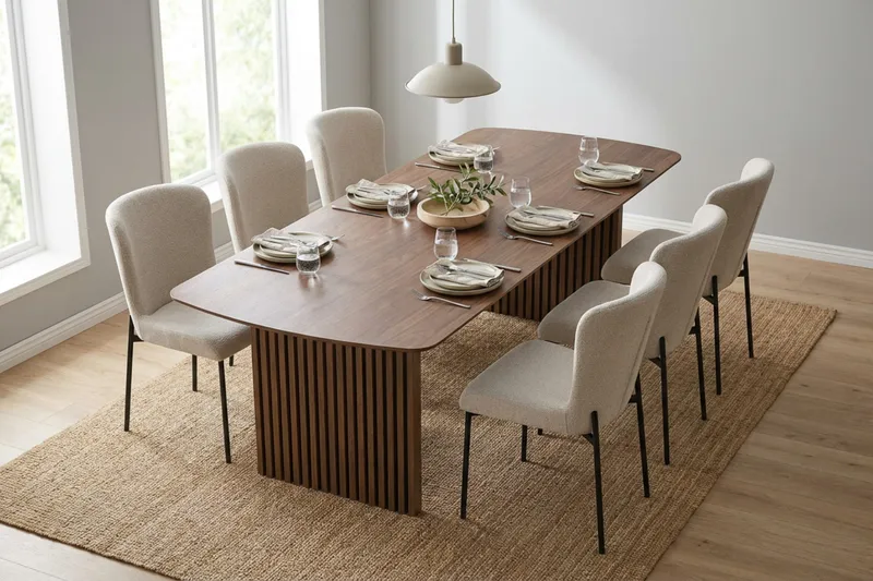 Richeto Spisegruppe Røkt Eik 240 cm med 6 Elsie Spisestoler - Røkt eik/Hvit - Møbler - Bord - Spisegrupper