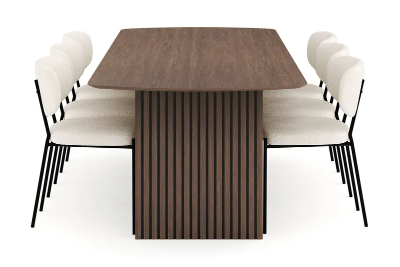 Richeto Spisegruppe Røkt Eik 240 cm med 6 Gemmiano Spisestoler - Røyket Eik - Møbler - Bord - Spisegrupper