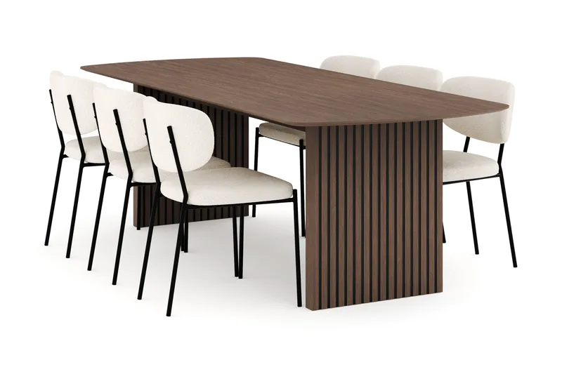 Richeto Spisegruppe Røkt Eik 240 cm med 6 Gemmiano Spisestoler, Røyket Eik