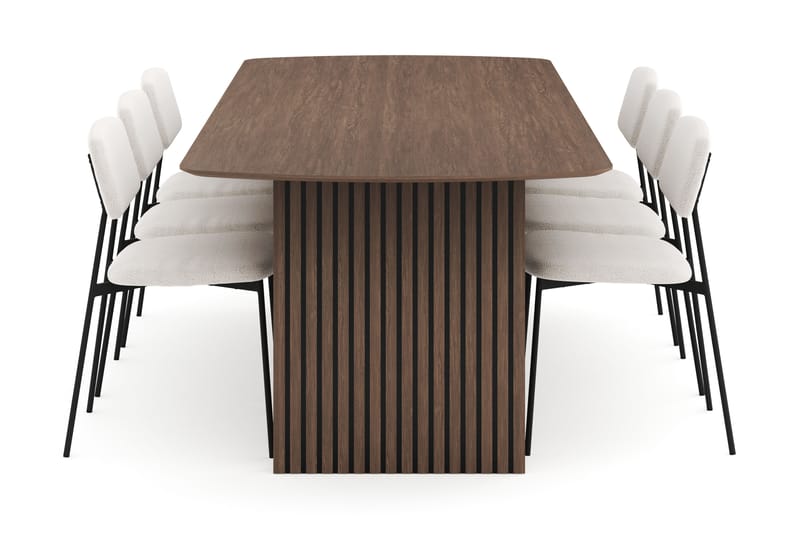 Richeto Spisegruppe Røkt Eik 240 cm med 6 Lowe Spisestoler - Røyket Eik - Møbler - Bord - Spisegrupper