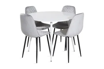 Ridones Spisegruppe 100 cm Rund inkl. 4 Ypas Stoler - Hvit/Grå/Svart - Møbler - Bord - Spisegrupper