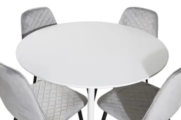 Ridones Spisegruppe 100 cm Rund inkl. 4 Ypas Stoler - Hvit/Grå/Svart - Møbler - Bord - Spisegrupper