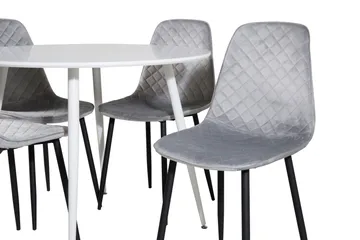 Ridones Spisegruppe 100 cm Rund inkl. 4 Ypas Stoler - Hvit/Grå/Svart - Møbler - Bord - Spisegrupper