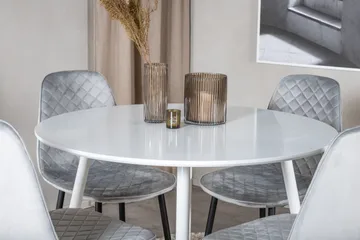 Ridones Spisegruppe 100 cm Rund inkl. 4 Ypas Stoler - Hvit/Grå/Svart - Møbler - Bord - Spisegrupper