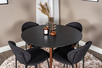 Ridones spisegruppe rund inkl. 4 Moncoll stoler - Svart/Brun - Møbler - Bord - Spisegrupper