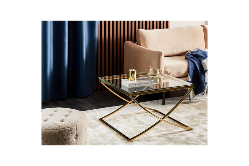 Ringgold Kvadratisk Salongbord 70 cm i Glass med Understell i Metall - Klar - Møbler - Bord - Sofabord