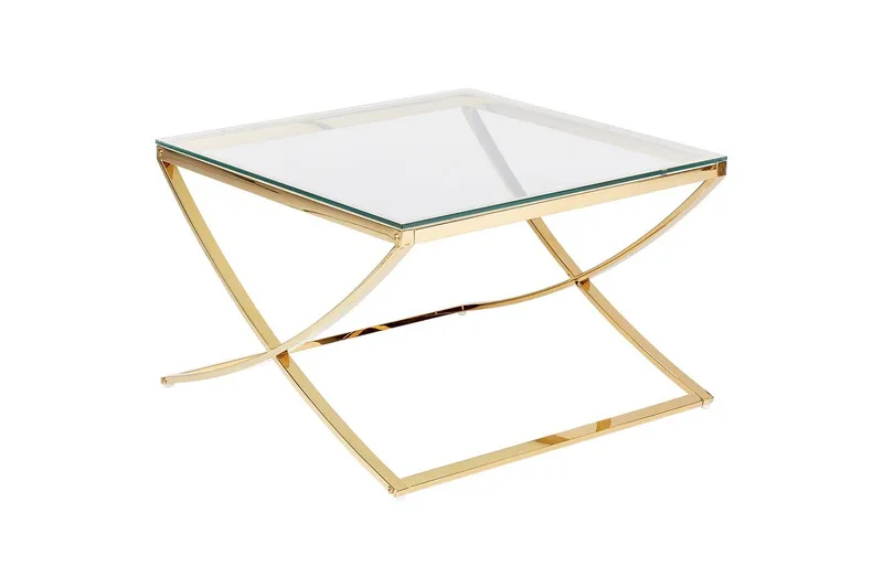 Ringgold Kvadratisk Salongbord 70 cm i Glass med Understell i Metall, Klar