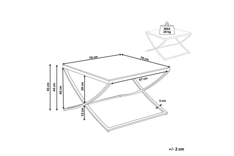 Ringgold Kvadratisk Salongbord 70 cm i Glass med Understell i Metall - Klar - Møbler - Bord - Sofabord