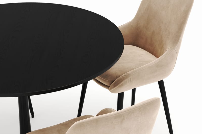 Ringstad Rund Spisegruppe 100cm med 4 Alsarp Spisestoler - Svart - Møbler - Bord - Spisegrupper