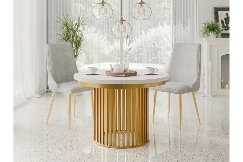 Rivale Matbord 100 cm Rund - Beige/Gull - Møbler - Bord - Spisebord & kjøkkenbord
