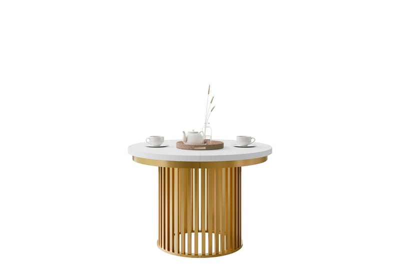 Rivale Matbord 100 cm Rund, Hvit/Gull