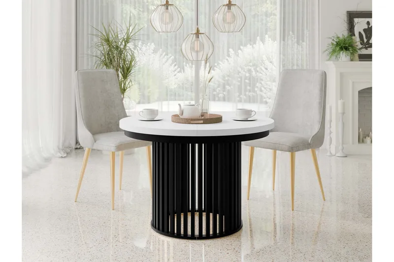 Rivale Matbord 100 cm Rund - Hvit/Svart - Møbler - Bord - Spisebord & kjøkkenbord