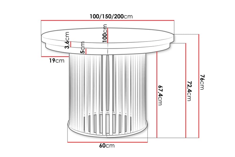 Rivale Matbord 100 cm Rund - Hvit/Svart - Møbler - Bord - Spisebord & kjøkkenbord