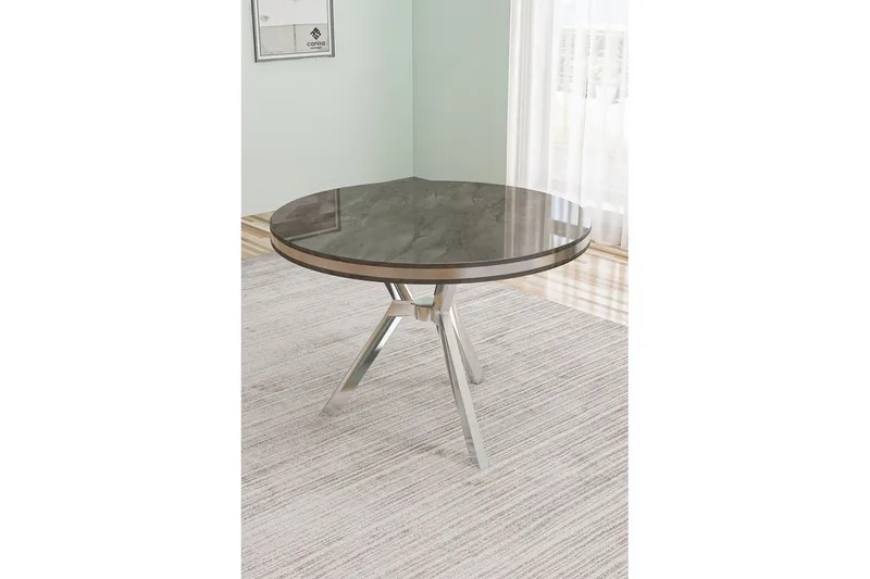 Rivor Spisebord 90 cm Rund - Antrasitt/Krom - Møbler - Bord - Spisebord & kjøkkenbord