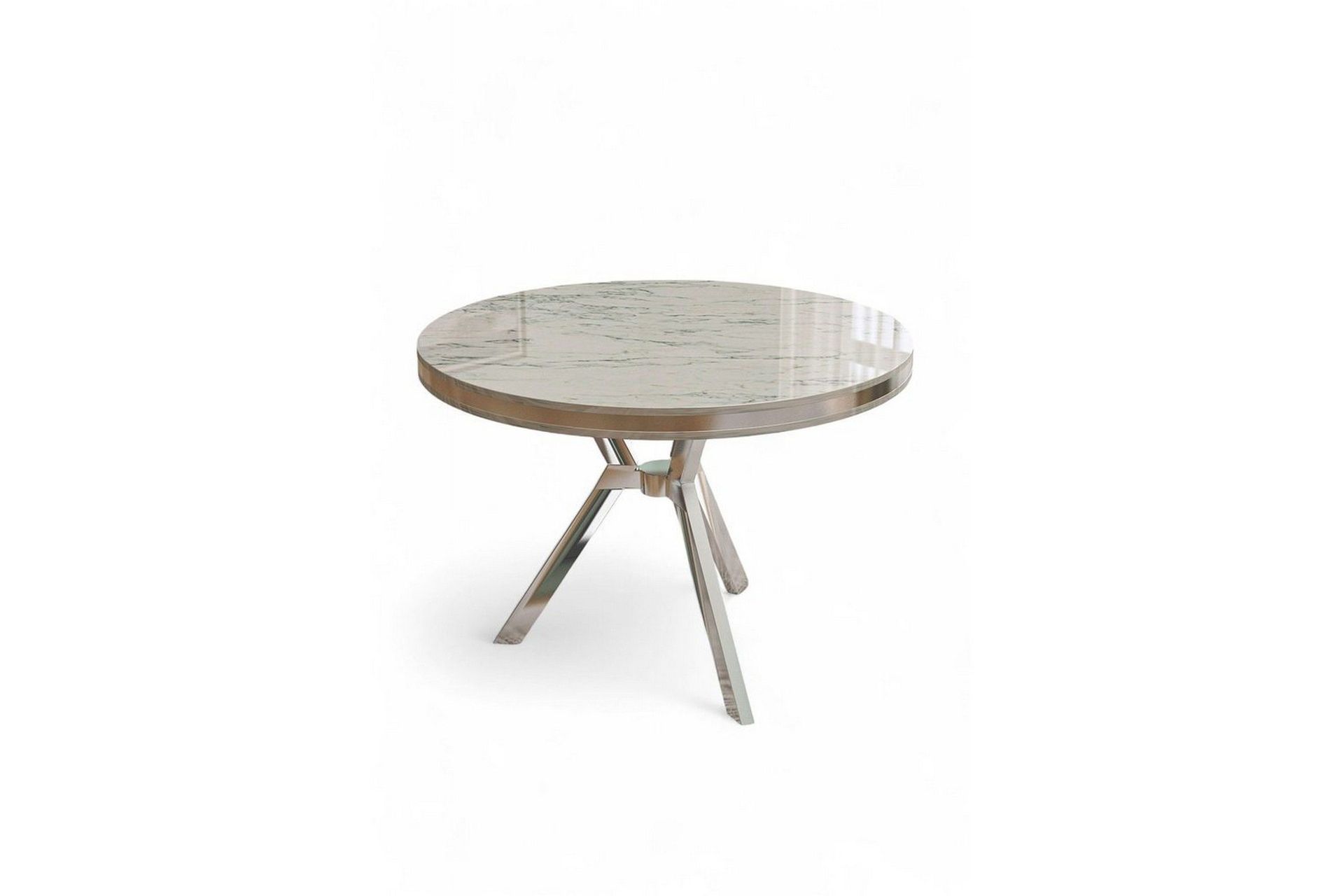 Rivor Spisebord 90 cm Rund - Hvit Marmor/Krom
