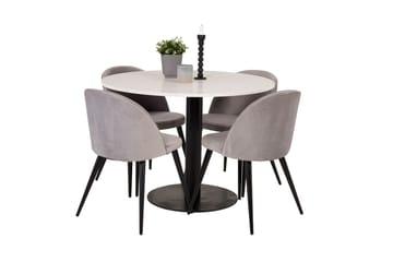 Round Dining Set Venture Home Grå Vit - Møbler - Bord - Spisegrupper