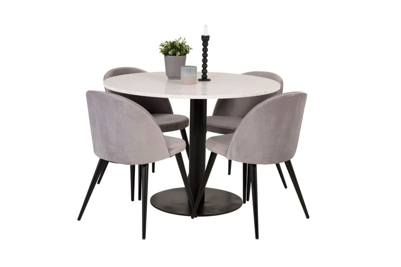 Round Dining Set Venture Home Grå Vit - Møbler - Bord - Spisegrupper