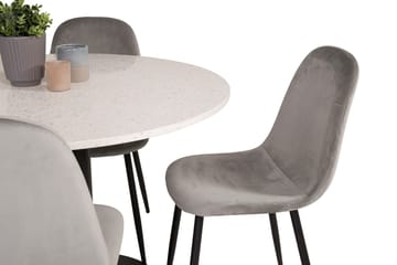 Round Dining Set Venture Home Ljusgrå Vit - Lysegrå og hvit - Møbler - Bord - Spisegrupper