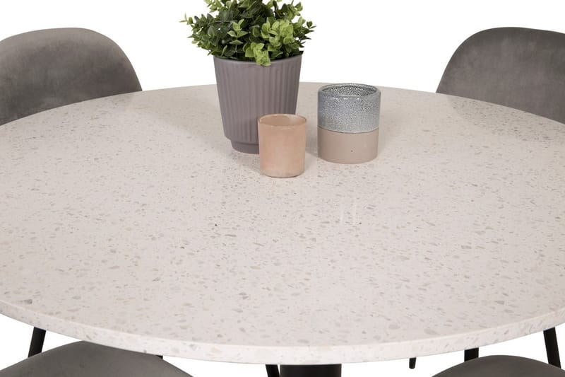 Round Dining Set Venture Home Ljusgrå Vit - Lysegrå og hvit - Møbler - Bord - Spisegrupper