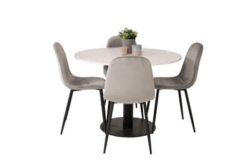 Round Dining Set Venture Home Ljusgrå Vit - Lysegrå og hvit - Møbler - Bord - Spisegrupper