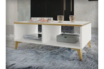 Royston 100 cm Rektangulært Salongbord med Hyller i Malt Tre - Hvit - Møbler - Bord - Sofabord
