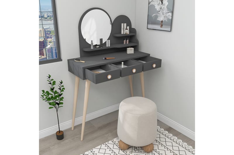 Ruges Sminkebord 74 cm - Antrasitt - Møbler - Bord - Sminkebord & toalettbord - Sminkebord med speil