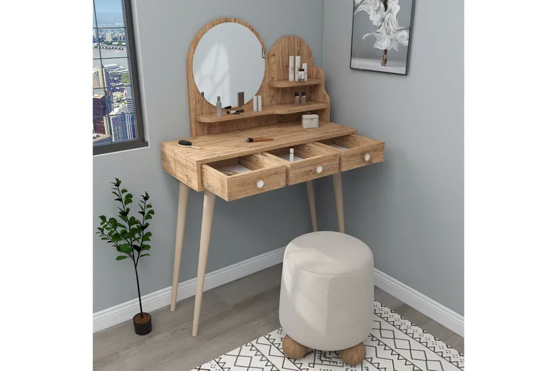 Ruges Sminkebord 74 cm - Brun - Møbler - Bord - Sminkebord & toalettbord - Sminkebord med speil