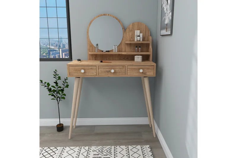 Ruges Sminkebord 74 cm - Brun - Møbler - Bord - Sminkebord & toalettbord - Sminkebord med speil