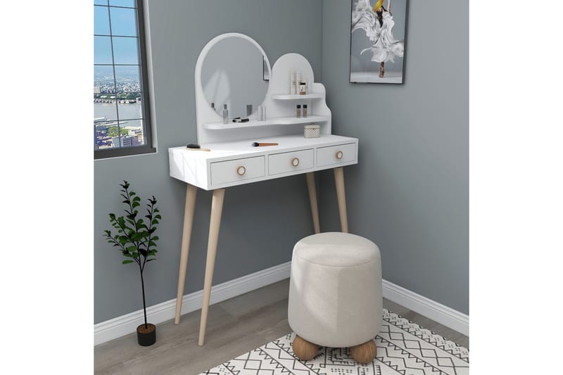 Ruges Sminkebord 74 cm - Hvit - Møbler - Bord - Sminkebord & toalettbord - Sminkebord med speil