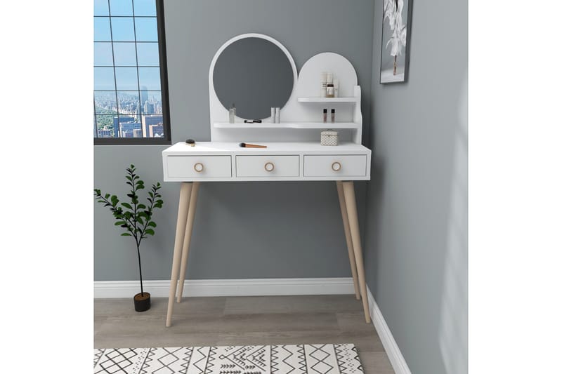 Ruges Sminkebord 74 cm - Hvit - Møbler - Bord - Sminkebord & toalettbord - Sminkebord med speil
