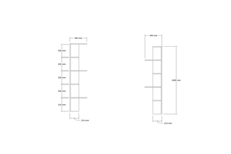 Ruigoord Bokhylle 40 cm - Eik - Oppbevaring - Hyller - Bokhylle