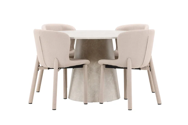 Rund matgrupp Venture Home Beige Beige 4st - Møbler - Bord - Spisegrupper