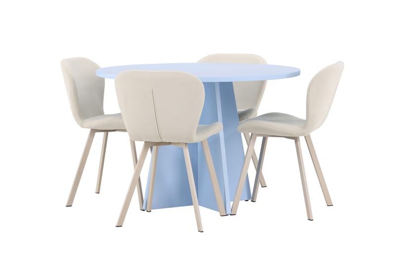 Rund matgrupp Venture Home Beige Blå 4st - Møbler - Bord - Spisegrupper