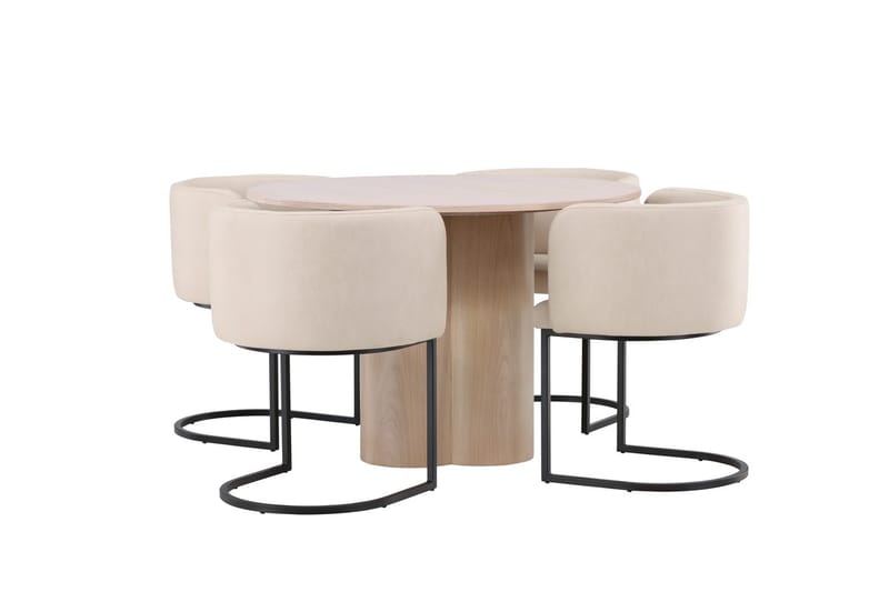 Rund matgrupp Venture Home Beige Ljust trä 4st - Møbler - Bord - Spisegrupper