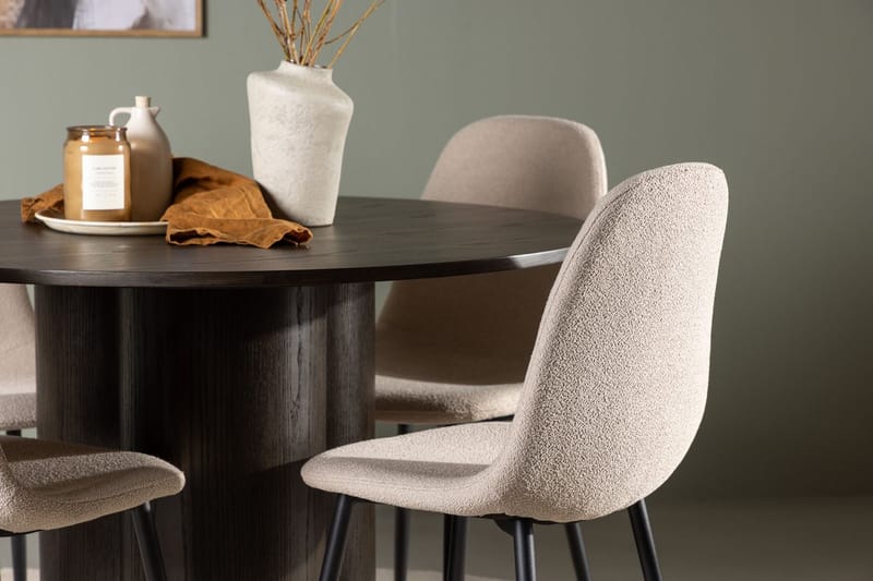 Rund matgrupp Venture Home Beige Mörkbrun 4st - Mørkebrun - Møbler - Bord - Spisegrupper