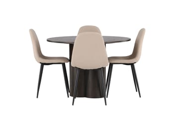 Rund matgrupp Venture Home Beige Mörkbrun 4st - Mørkebrun - Møbler - Bord - Spisegrupper