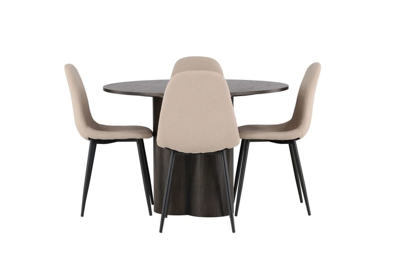 Rund matgrupp Venture Home Beige Mörkbrun 4st - Mørkebrun - Møbler - Bord - Spisegrupper