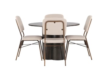 Rund matgrupp Venture Home Beige Mörkbrun 4st - Mørkebrun - Møbler - Bord - Spisegrupper