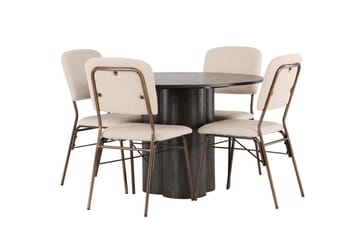 Rund matgrupp Venture Home Beige Mörkbrun 4st - Mørkebrun - Møbler - Bord - Spisegrupper