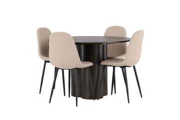 Rund matgrupp Venture Home Beige Mörkbrun 4st - Mørkebrun - Møbler - Bord - Spisegrupper