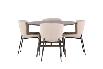 Rund matgrupp Venture Home Beige Mörkbrun 4st - Møbler - Bord - Spisegrupper
