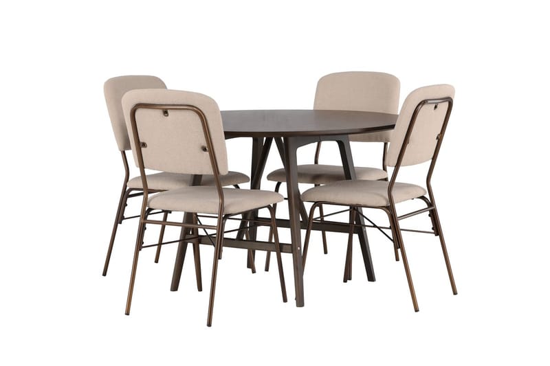 Rund matgrupp Venture Home Beige Mörkbrun 4st - Møbler - Bord - Spisegrupper